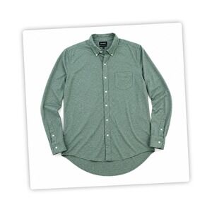 Bonobos Slim Fit Button Down Shirt Green Drop Tail Hem‎ Casual Mens L